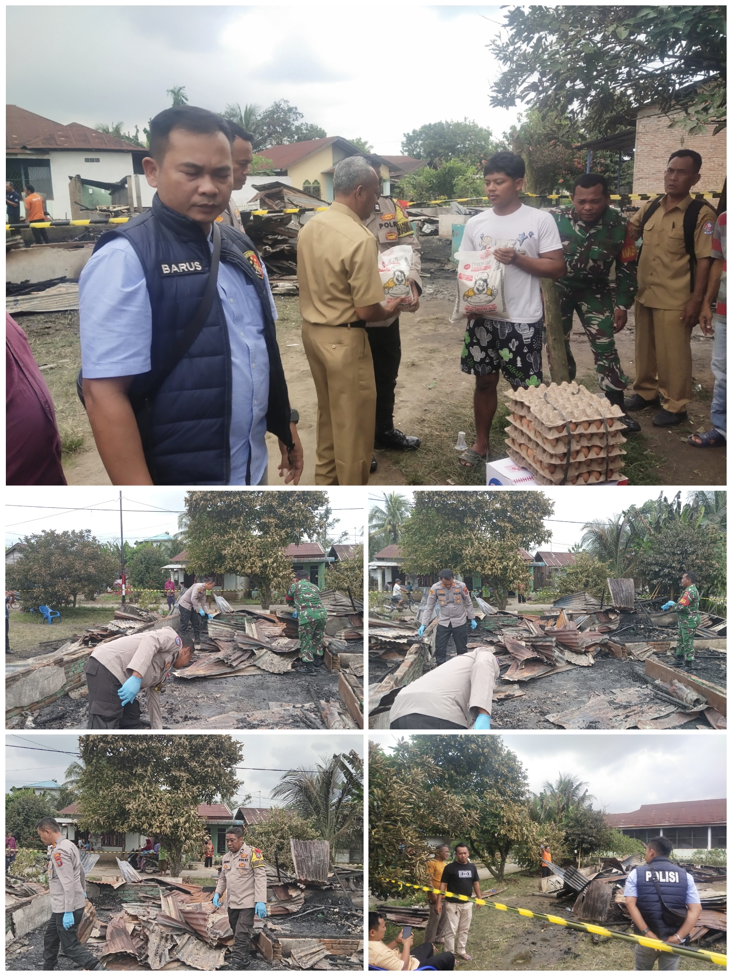 Bentuk Peduli Polri, Kapolsek Tanjung Morawa Berikan Bantuan Sembako Kepada Korban Kebakaran Di Desa Bangun Rejo Tanjung Morawa