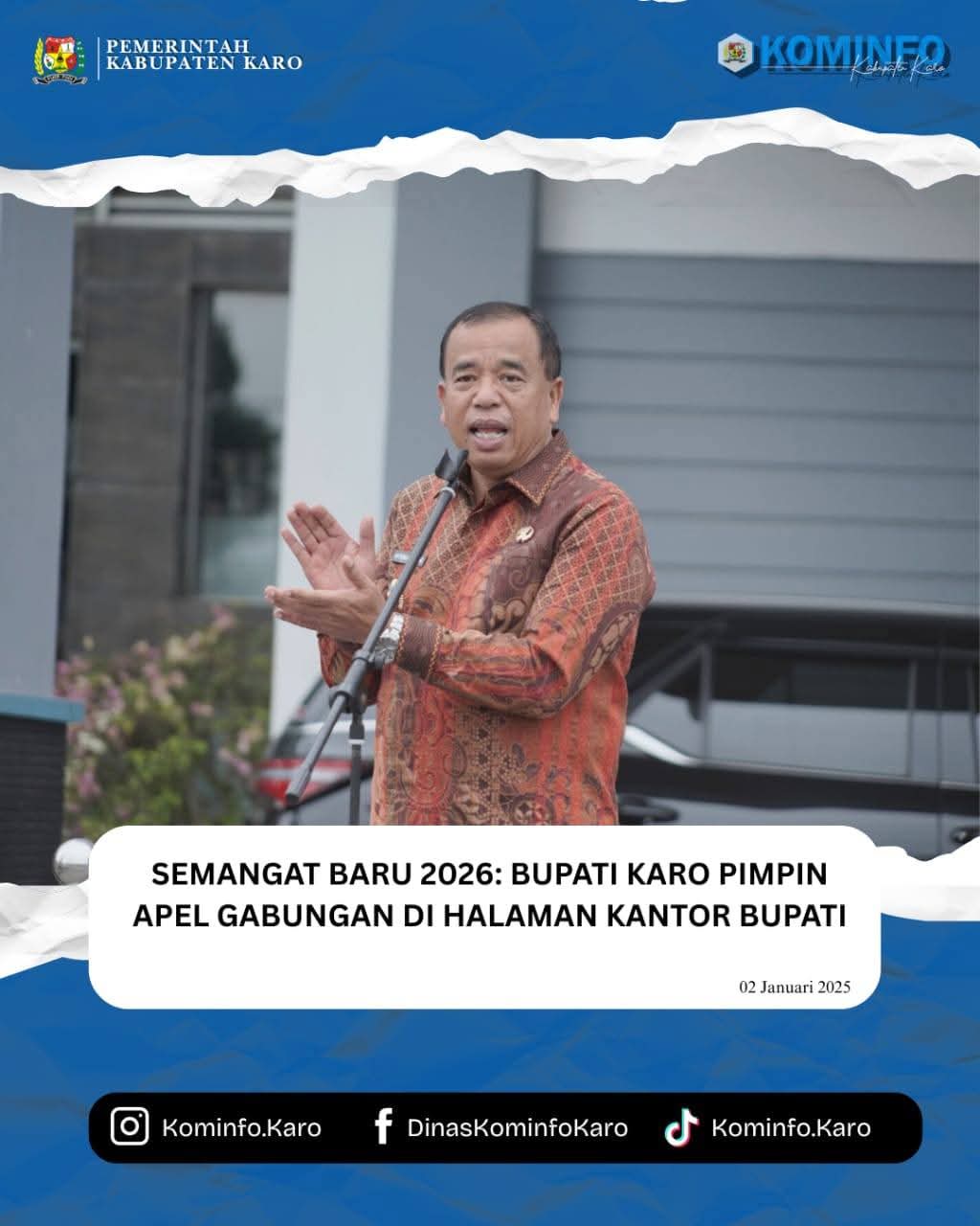 Semangat Baru 2026 Bupati Karo Pimpin Apel Gabungan Di Halaman Kantor Bupati