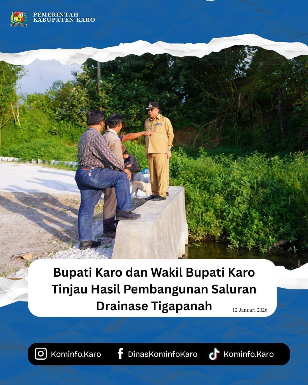 Bupati Karo dan Wakil Bupati Karo Tinjau Hasil Pembangunan Saluran Drainase Tigapanah
