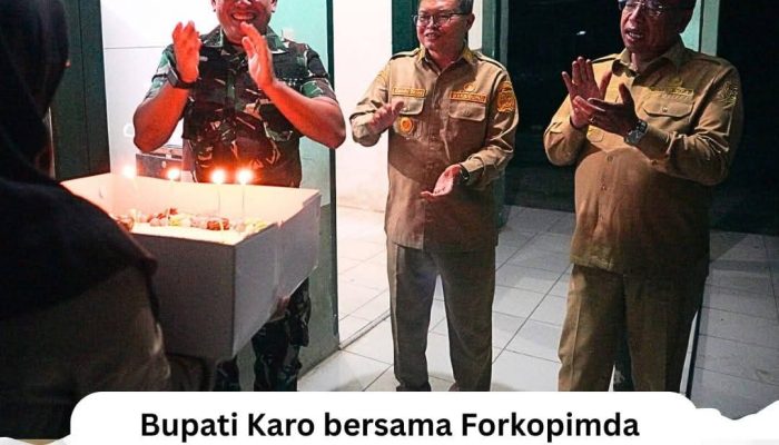 Bupati Karo bersama Forkopimda Berikan Kejutan Ulang Tahun kepada Dandim 0205/Tanah Karo