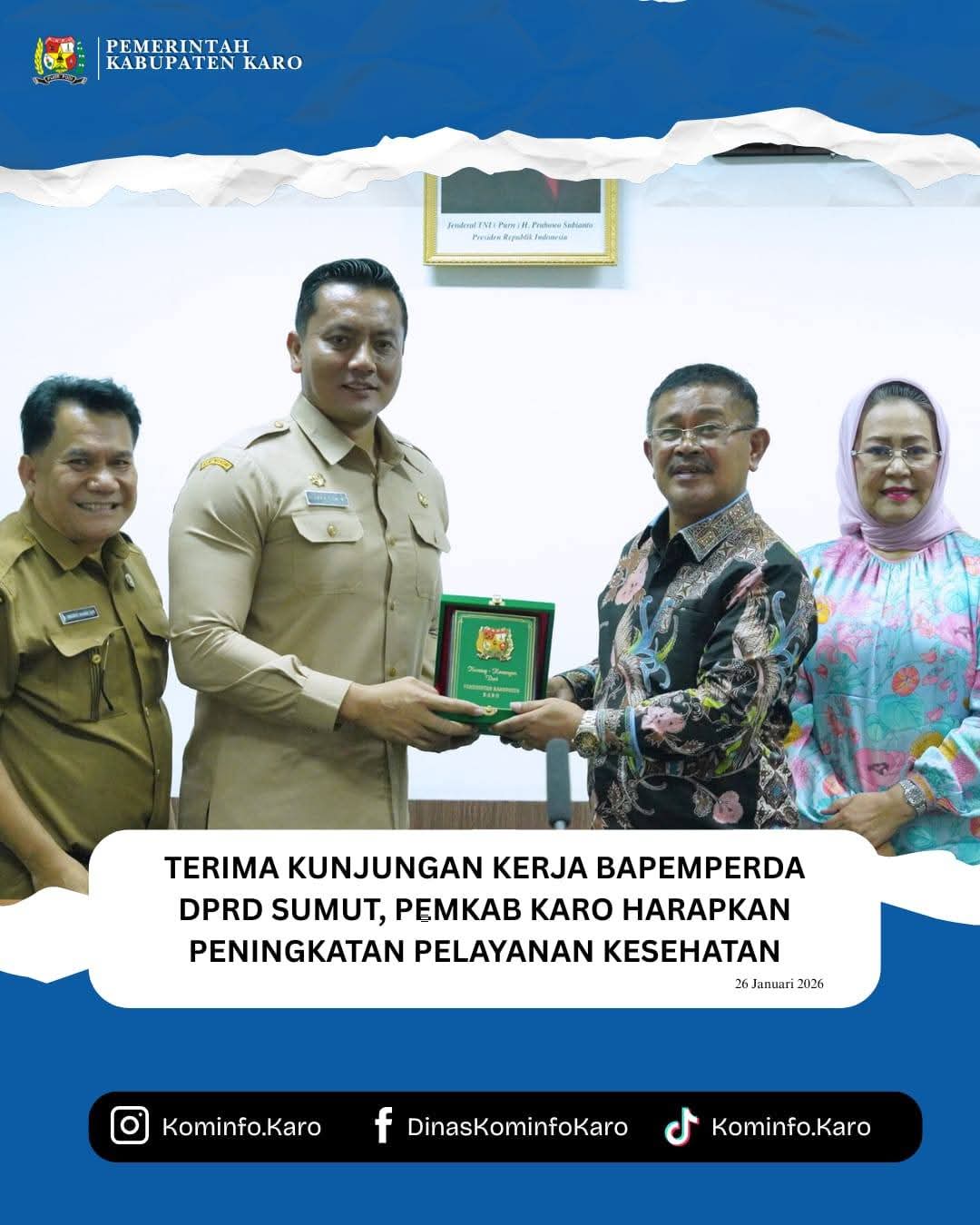 Terima Kunjungan Kerja Bapemperda DPRD Sumut, Pemkab Karo Harapkan Peningkatan Pelayanan Kesehatan