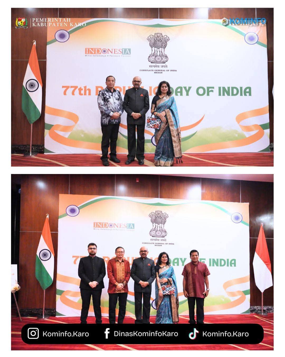 Bupati dan Wakil Bupati Karo Hadiri Jamuan Makan Malam Peringatan Hari Republik India ke-77