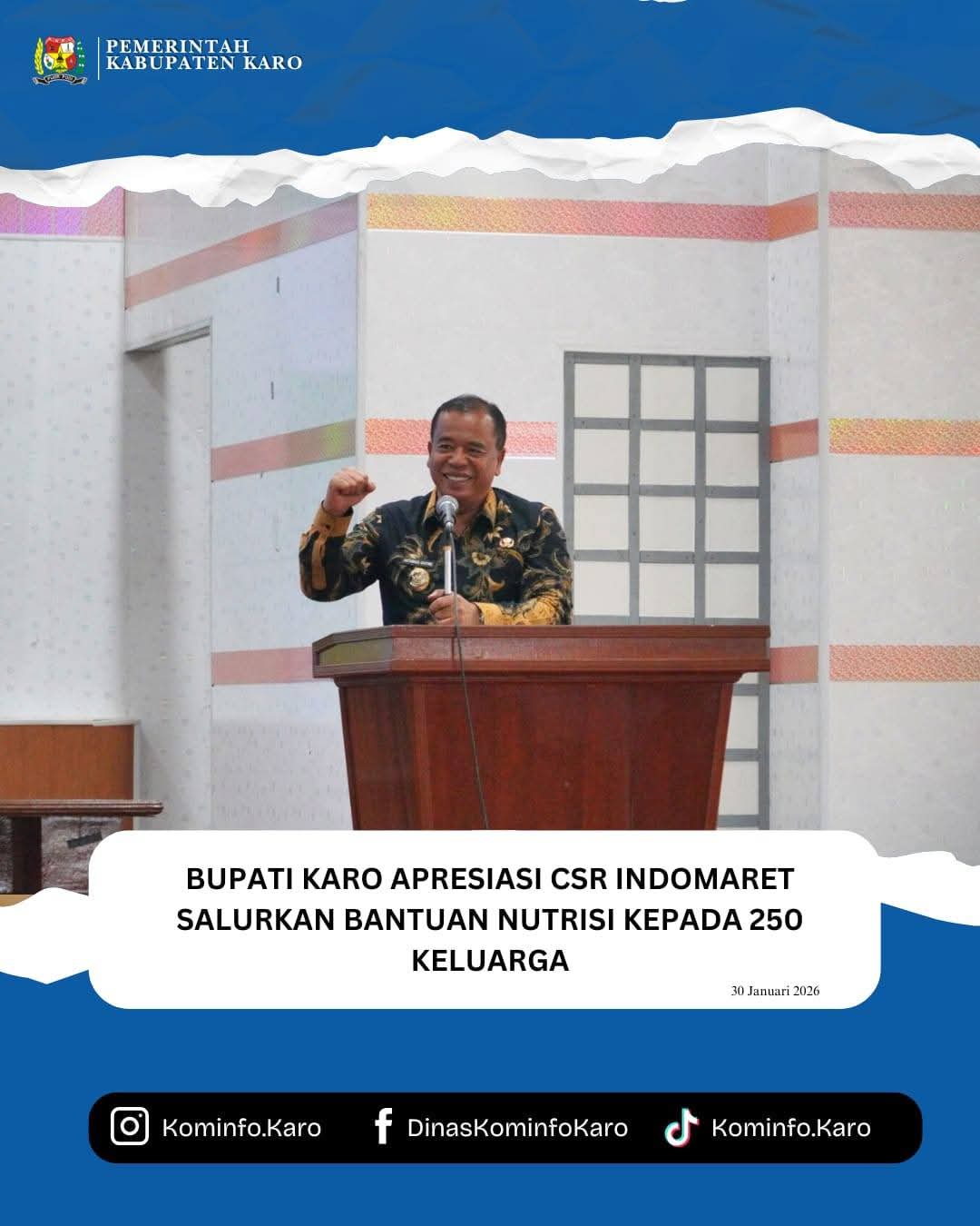 Bupati Karo Apresiasi CSR Indomaret Salurkan Bantuan Nutrisi kepada 250 Keluarga