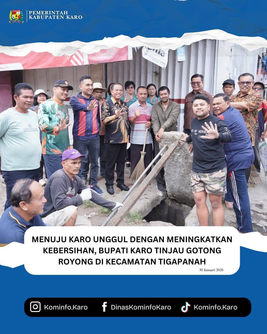 Bupati Karo Tinjau Gotong Royong Di Kecamatan Tigapanah