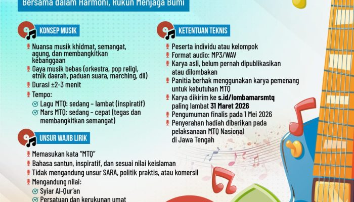 Total Hadiah Hingga Rp30 Juta, Kemenag Buka Lomba Cipta Lagu dan Mars MTQ Nasional