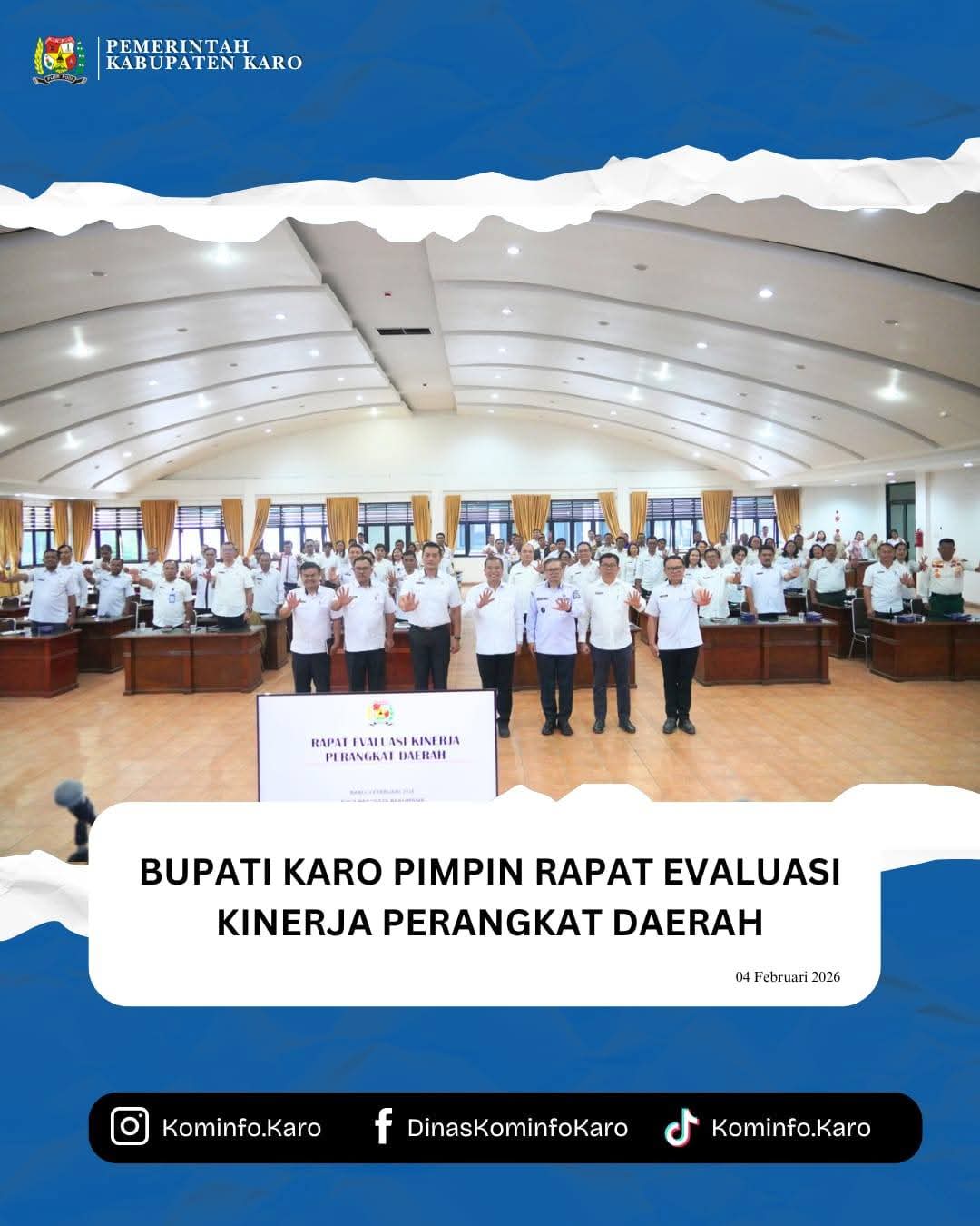 Bupati Karo Pimpin Rapat Evaluasi Kinerja Perangkat Daerah