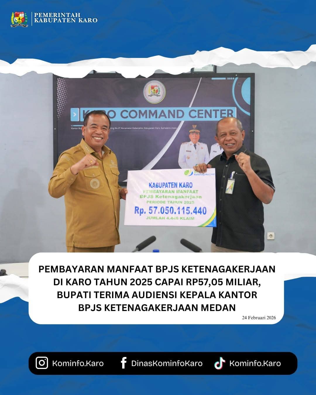 Bupati Terima Audiensi Kepala Kantor BPJS Ketenagakerjaan Medan