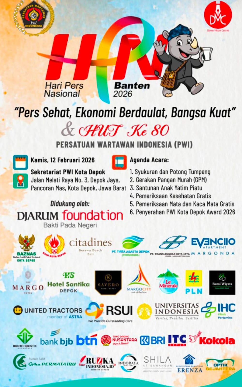 Meriahkan HPN 2026, PWI Kota Depok Berikan 12 Tokoh dan Pejabat