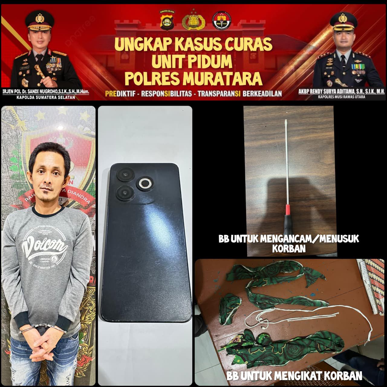 Respons Cepat Polda Sumsel Ringkus Komplotan Pencuri Berpaku Obeng di Musi Rawas Utara