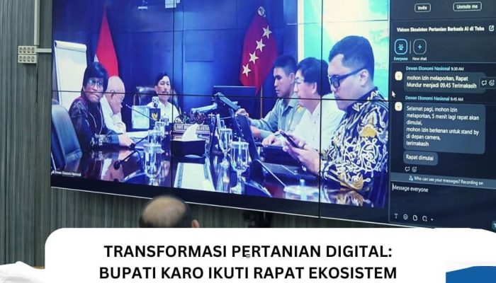 Transformasi Pertanian Digital Bupati Karo Ikuti Rapat Ekosistem Pertanian Berbasis AI Bersama Ketua Dewan Ekonomi Nasional