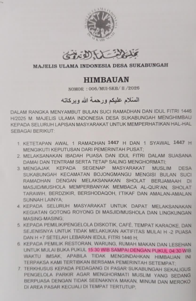 ‎MUI Desa Sukabungah Swiping Rumah Makan Dibulan Ramadan