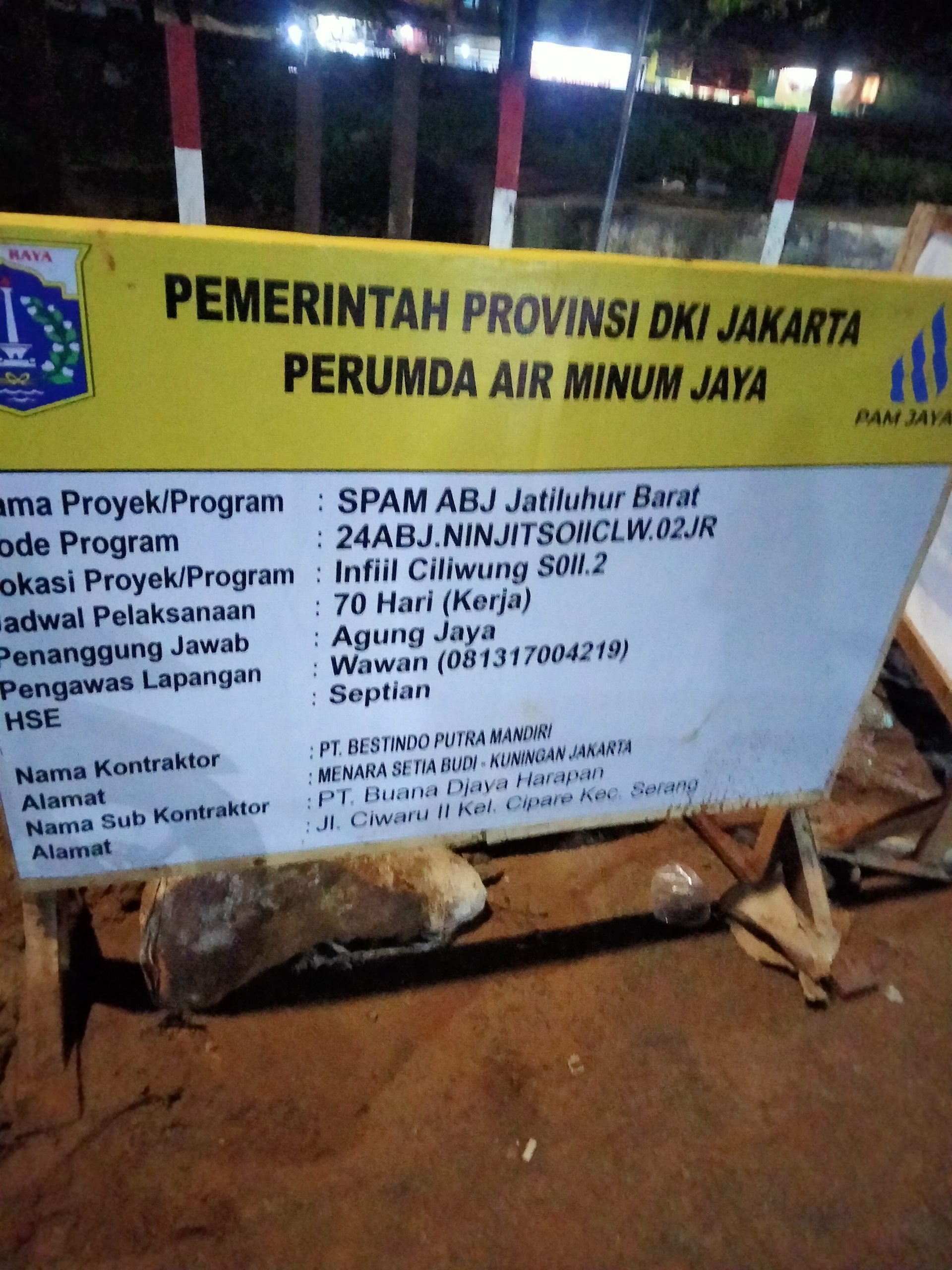 Proyek Galian PAM Jaya di Rawajati Barat Tanpa Cantumkan Nominal Anggaran