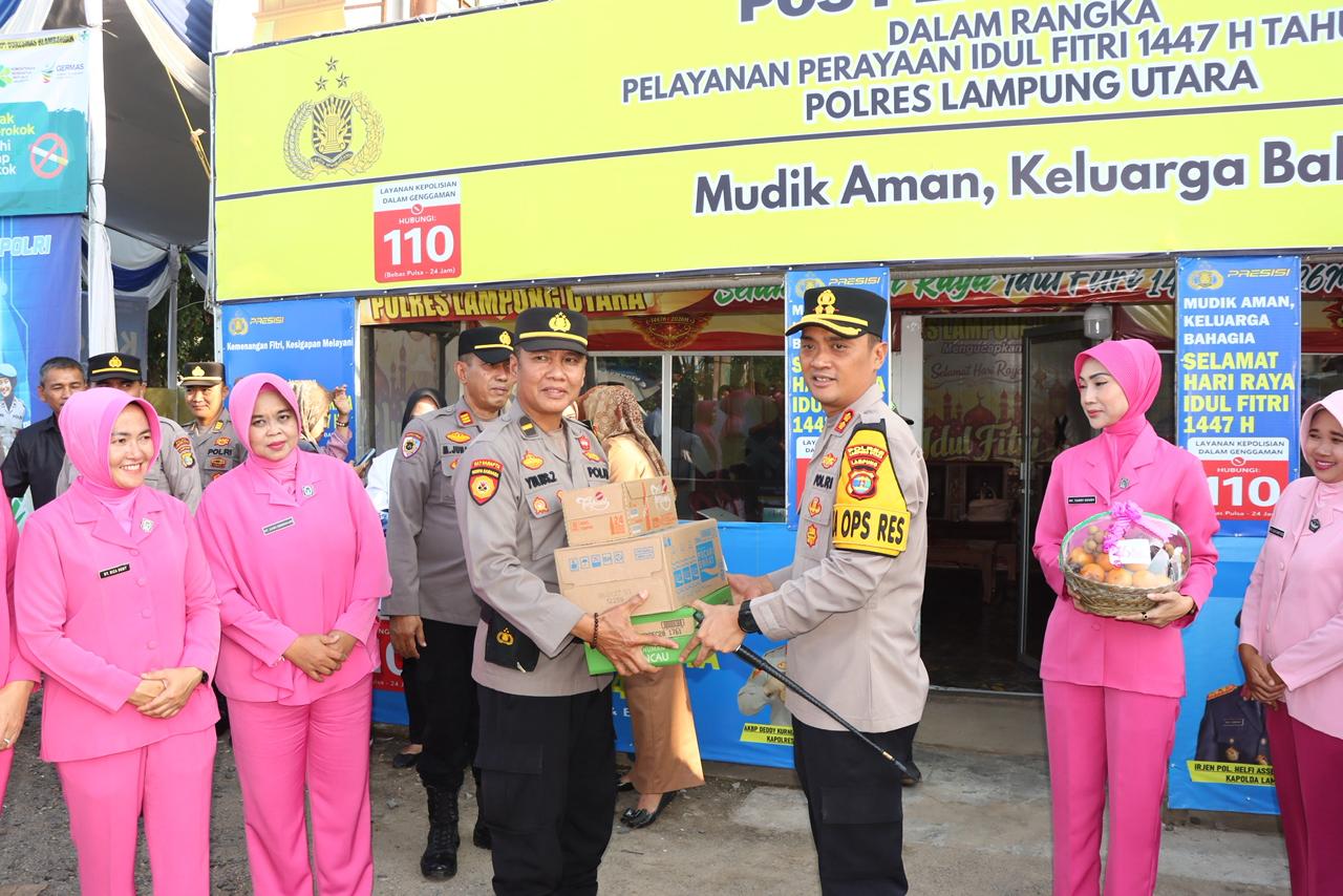 Berikan Motivasi, Polres Lampung Utara Bersama PJU Dan Bhayangkari Kunjungi Pos Pam Dan Pos Yan OPS Ketupat Krakatau 2026