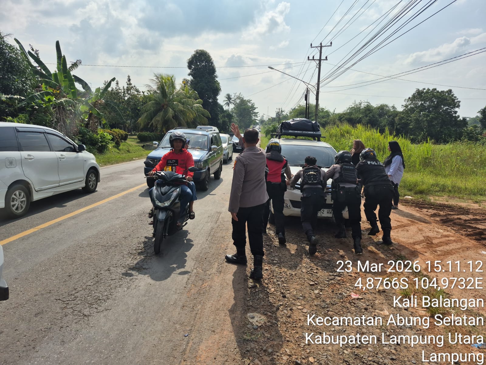 Satgas Preventif OPS Ketupat Krakatau 2026 Polres Lampung Utara Patroli Jalinsum, Antisipasi Kemacetan Dan Bantu Pengendara