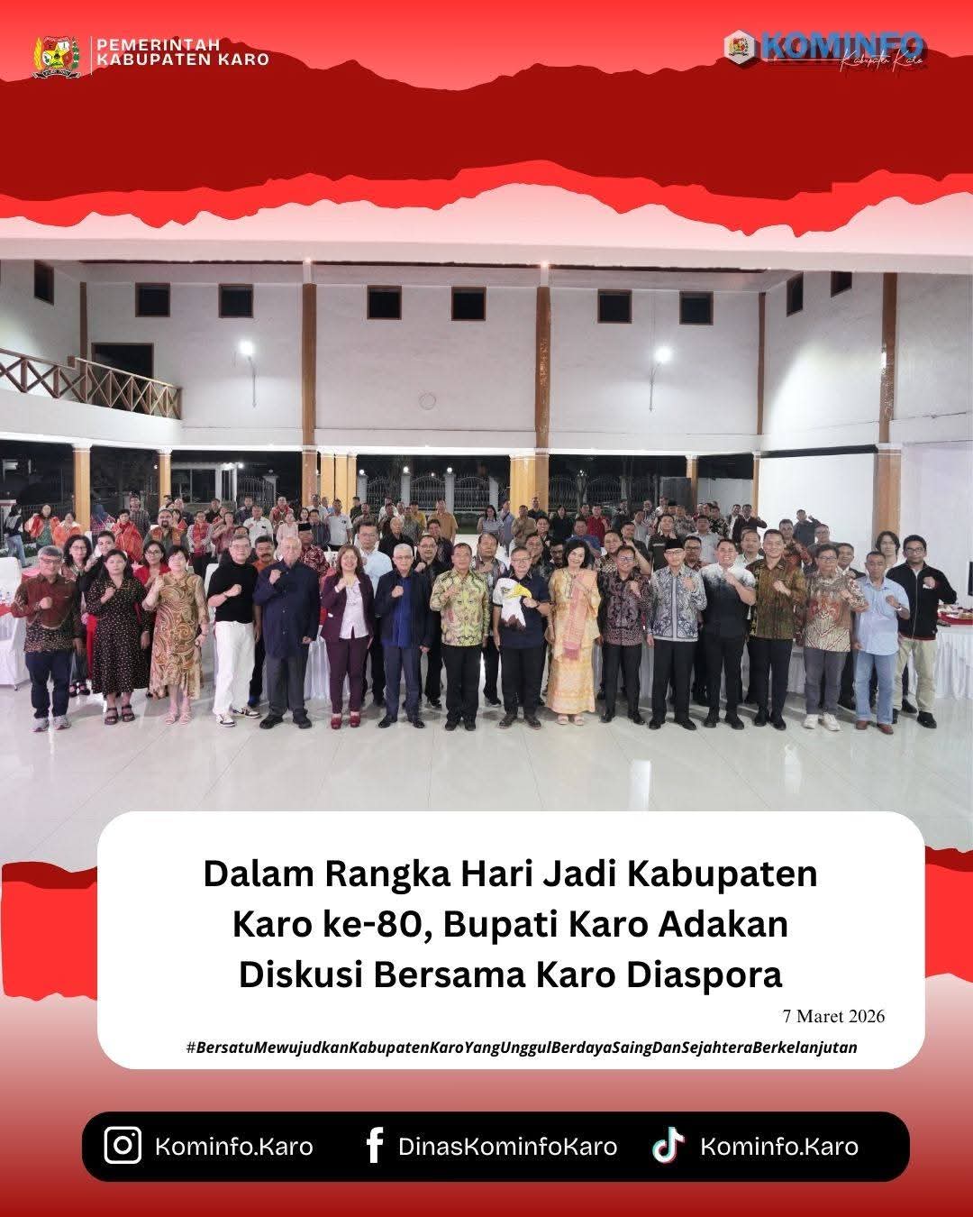 Hari Jadi Kabupaten Karo ke-80, Bupati Karo Adakan Diskusi Bersama Karo Diaspora
