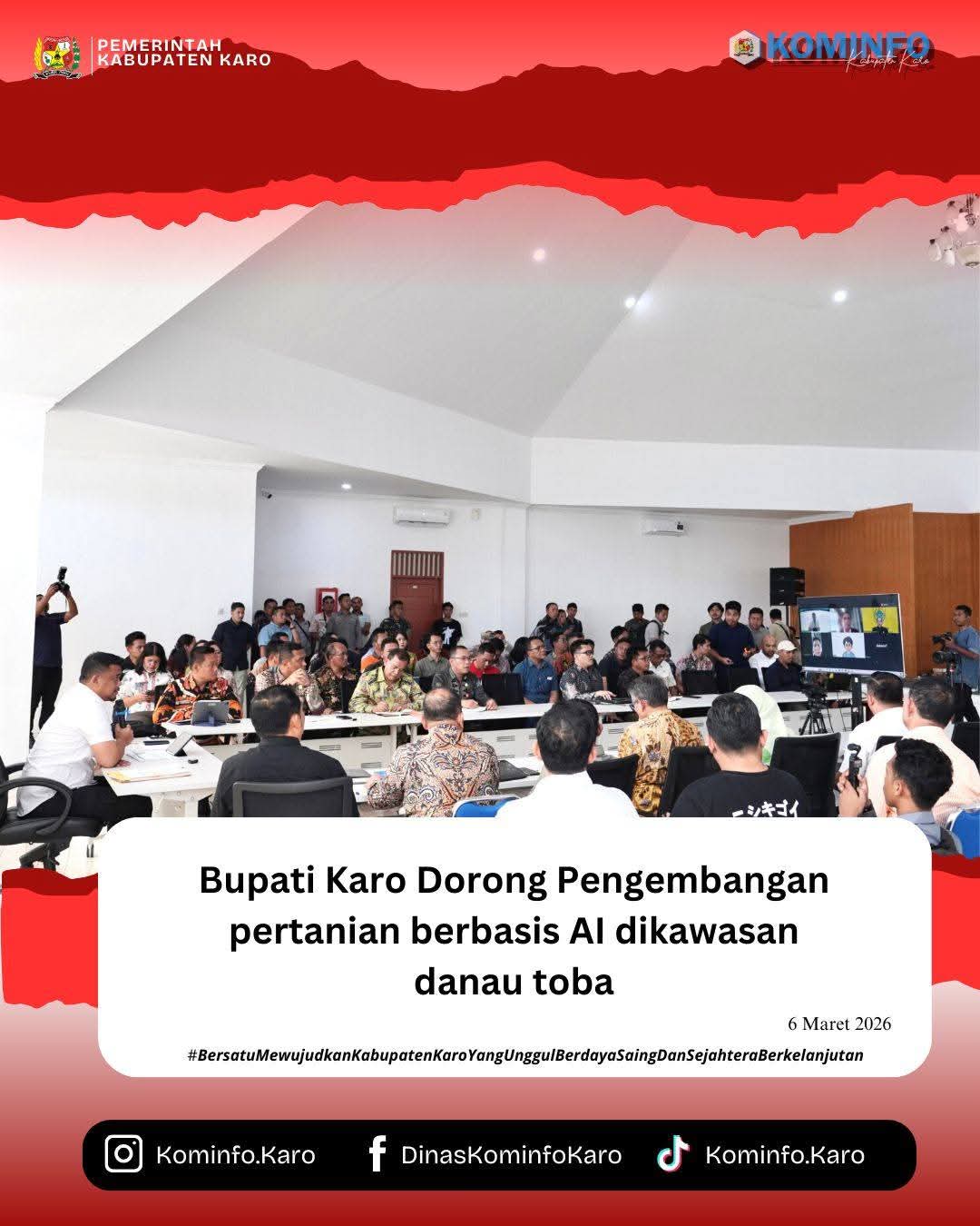 Bupati Karo hadiri Pertemuan DEN Pengembangan Pertanian Berbasis AI bersama kepala daerah kawasan Danau Toba
