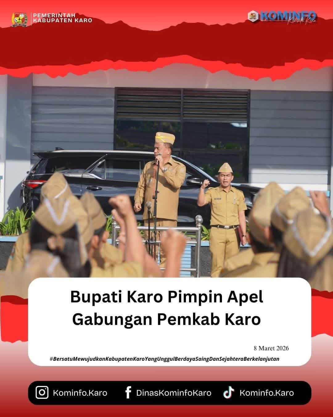 Bupati Karo Pimpin Apel Gabungan Pemkab Karo