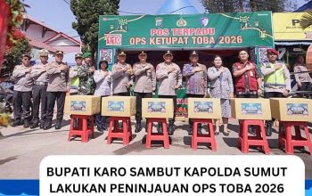 Bupati Karo Sambut Kapolda Sumut Lakukan Peninjauan Ops Ketupat Toba 2026, Pastikan Pengamanan Lebaran Berjalan Maksima