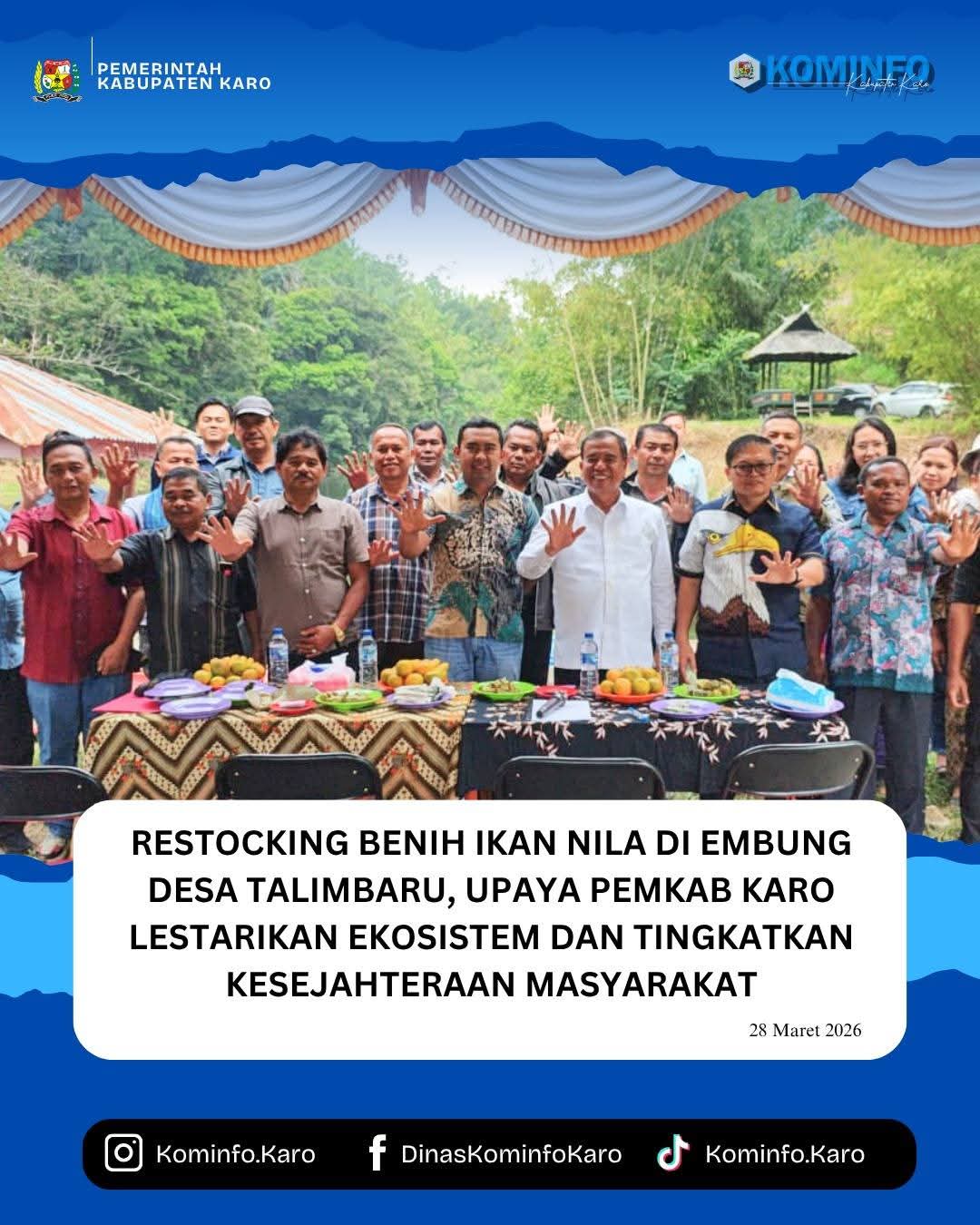 Restocking Benih Ikan Nila di Embung Desa Talimbaru Upaya Pemkab Karo Lestarikan Ekosistem dan Tingkatkan Kesejahteraan Masyarakat