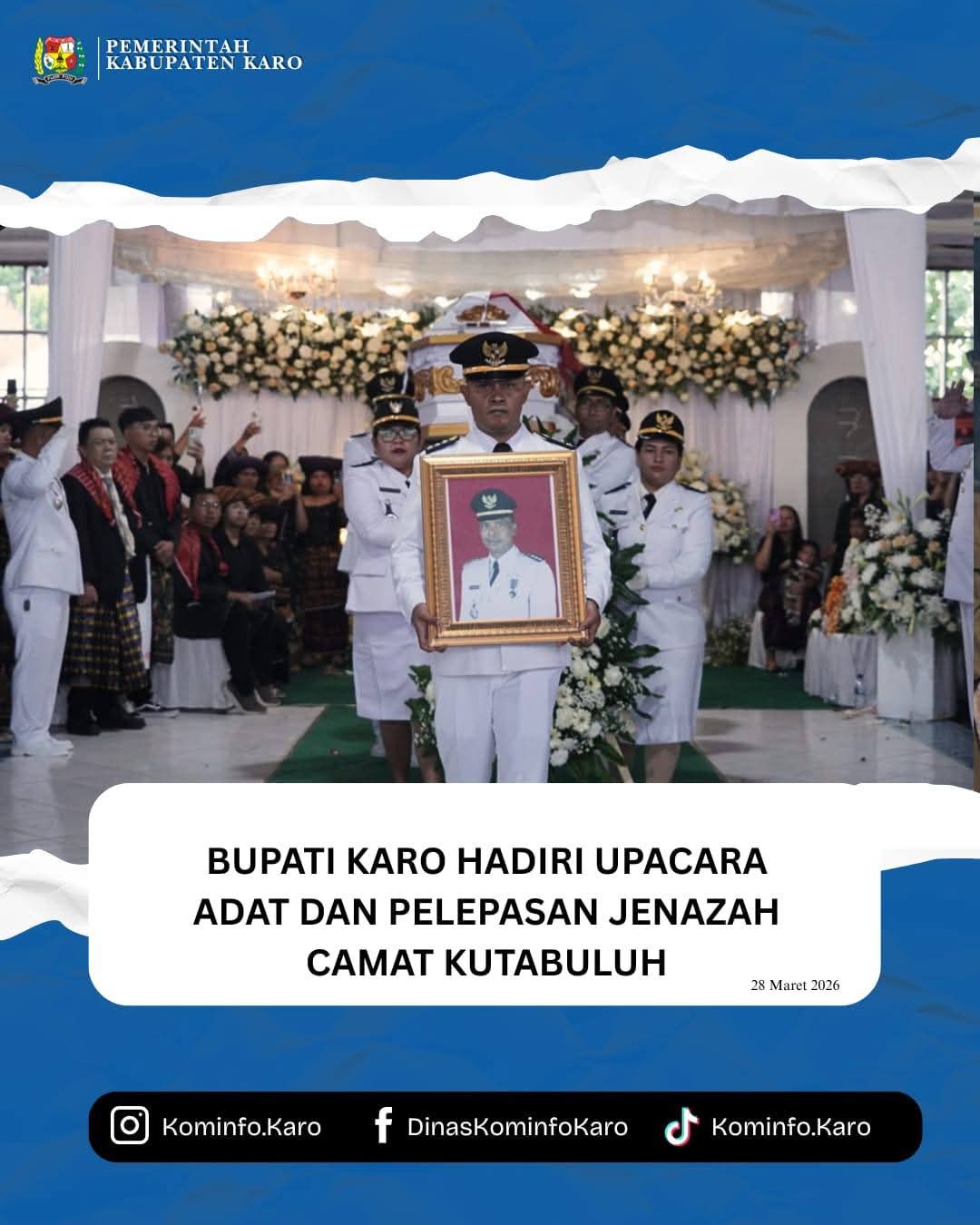 Bupati Karo Hadiri Upacara Adat dan Pelepasan Jenazah Camat Kutabuluh
