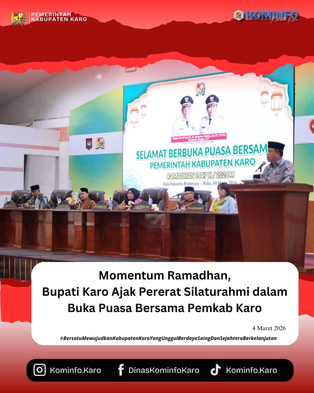 Momentum Ramadhan, Bupati Karo Ajak Pererat Silaturahmi dalam Buka Puasa Bersama Pemkab Karo
