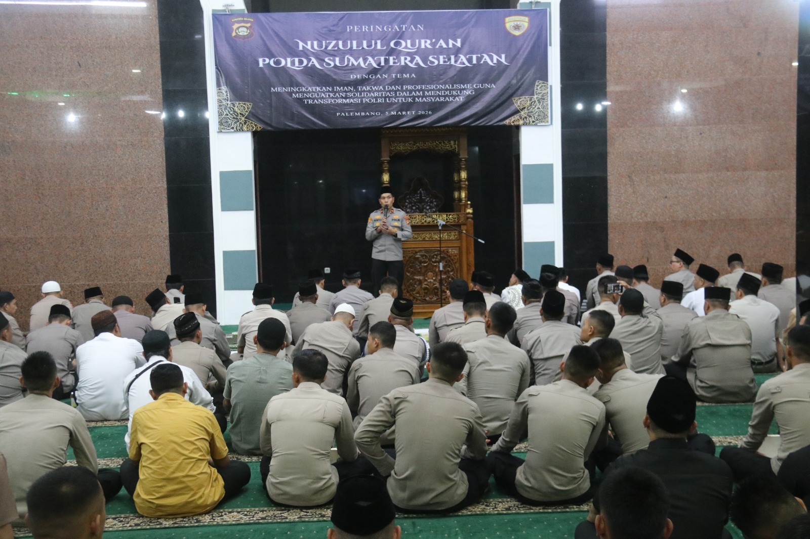 Nuzulul Qur’an di Mapolda, Wakapolda Sumsel Tekankan Integritas Personel