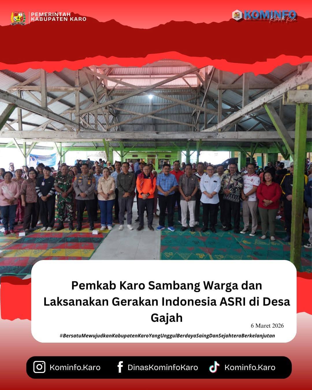 Pemkab Karo Sambang Warga dan Laksanakan Gerakan Indonesia ASRI di Desa Gajah
