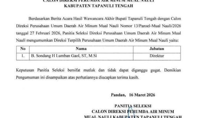PolemiK di Tapteng: Eks Napi Korupsi Terpilih Jadi Direksi Perumda Mual Nauli