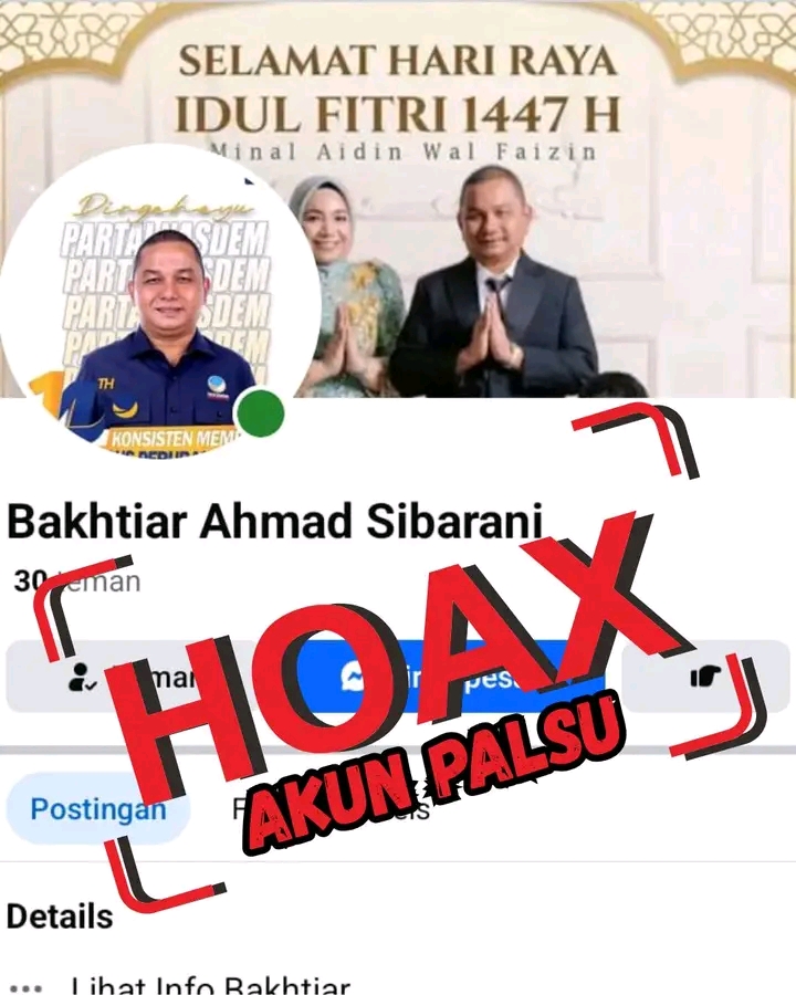 AKUN PALSU CATUT NAMA BAKHTIAR AHMAD SIBARANI, MASYARAKAT DIIMBAU WASPADA