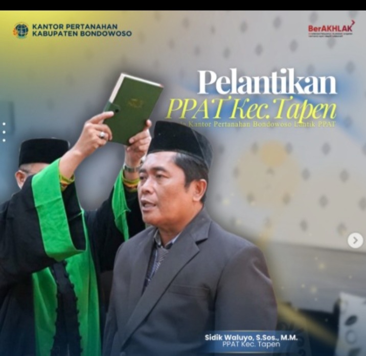 Perkuat Pelayanan Pertanahan, PPAT Kecamatan Tapen Resmi Dilantik