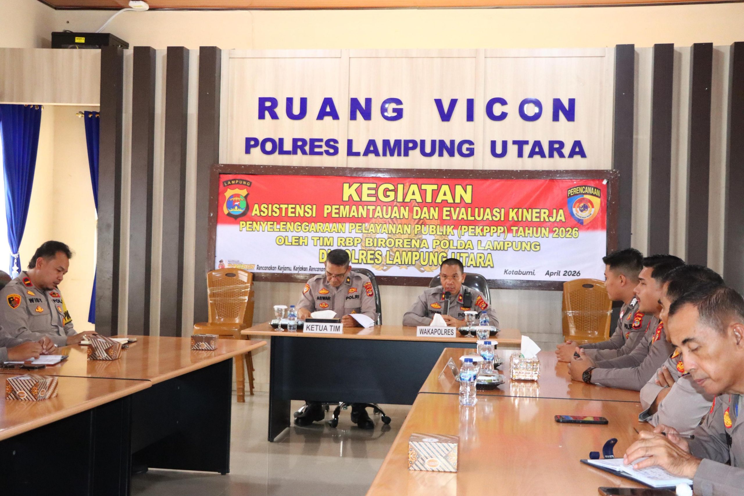 Biro Rena Polda Lampung Laksanakan Asistensi Pemantauan Dan Evaluasi Kinerja Pelayanan Publik Di Polres lampung utara