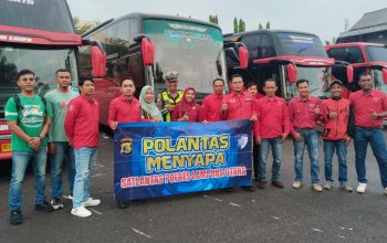Satlantas Polres Lampung Utara Gelar Polisi Menyapa, Imbau  Awak Bus Utamakan  Keselamatan  Berkendara
