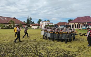 Sat Samapta Polres Lampung Utara  Tingkatkan  Kemampuan  Dalmas Jelang  May Day