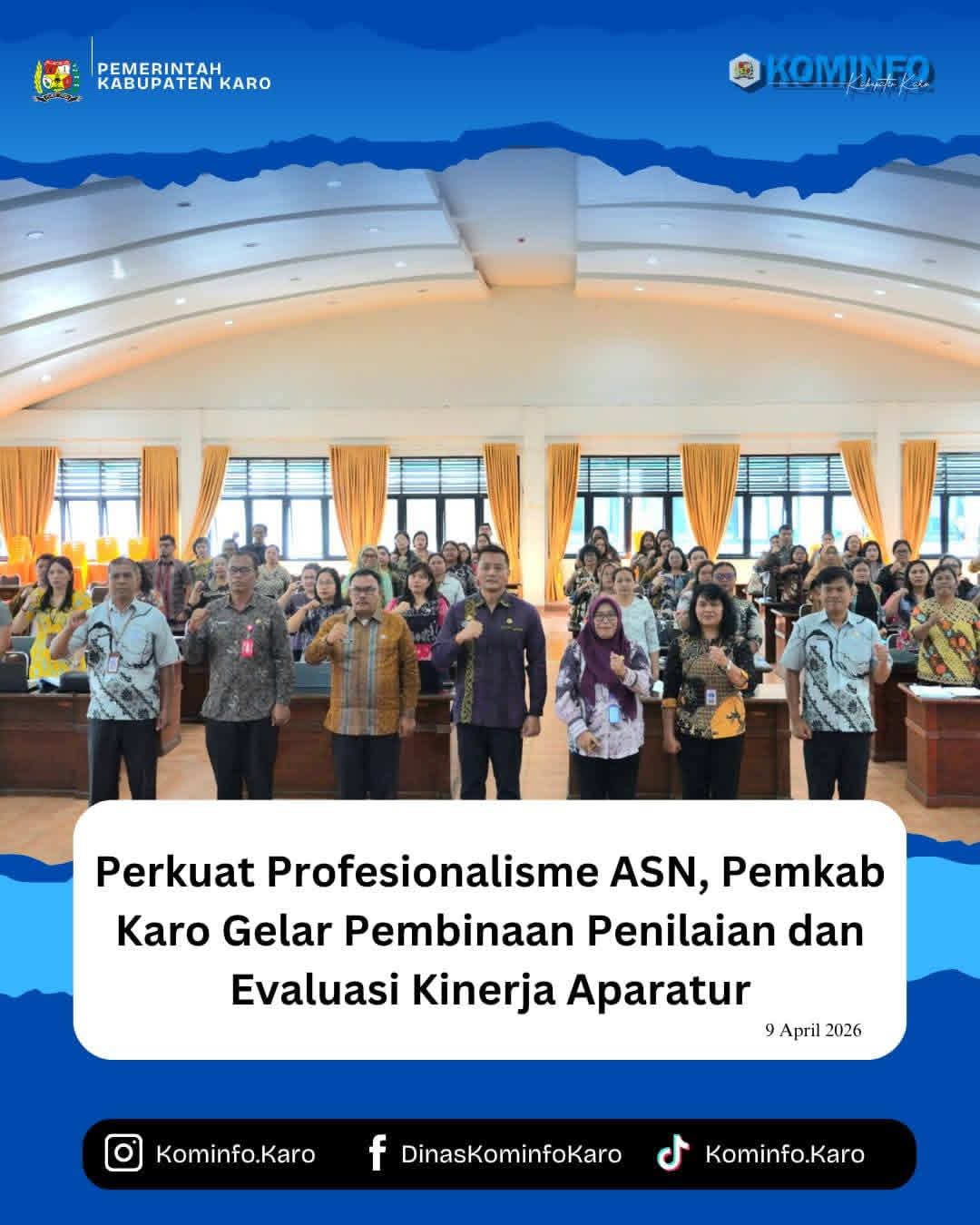 Perkuat Pemkab Karo Gelar Pembinaan Penilaian dan Evaluasi Kinerja Aparatur