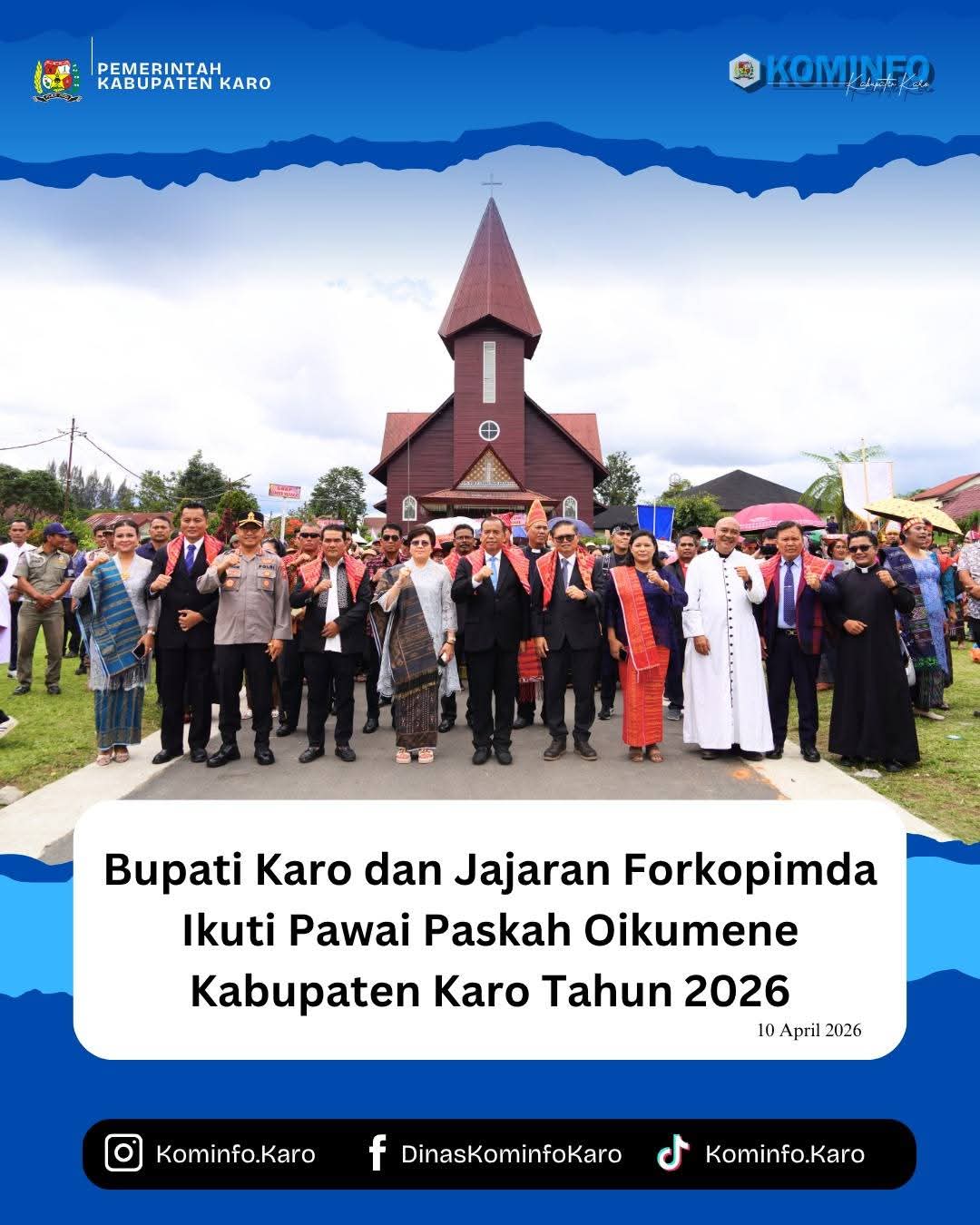 Bupati Karo dan Jajaran Forkopimda Ikuti Pawai Paskah Oikumene Kabupaten Karo Tahun 2026