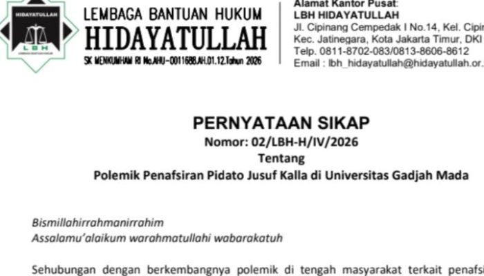 LBH Hidayatullah Sampaikan Pernyataan Sikap Menanggapi Polemik Penafsiran Pidato JK di UGM