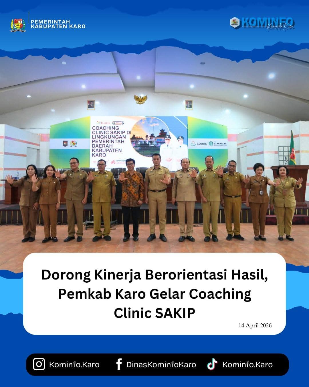 Dorong Kinerja Berorientasi Hasil, Pemkab Karo Gelar Coaching Clinic SAKIP