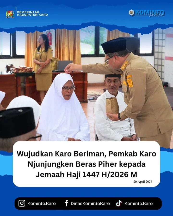 Wujudkan Karo Beriman, Pemkab Karo Njunjungken Beras Piher kepada Jemaah Haji 1447 H/2026 M