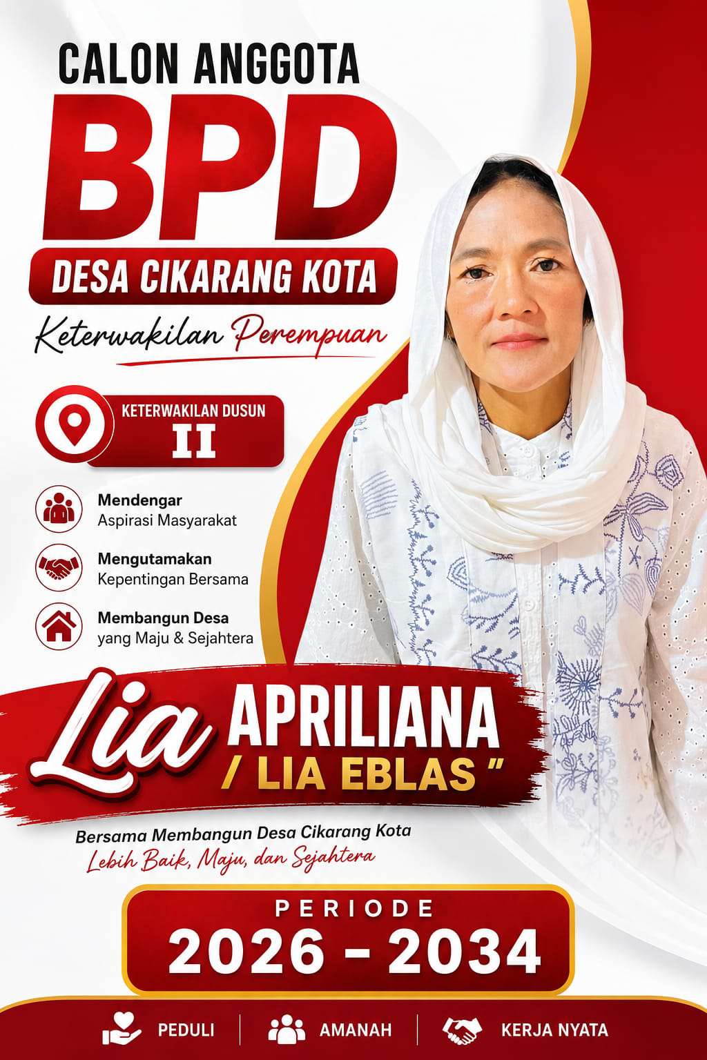 Tokoh Perempuan Dusun 2 Lia Apriliana Alias Eblas Resmi Mencalonkan Diri Sebagai Calon ( BPD ) Desa Cikarang Kota