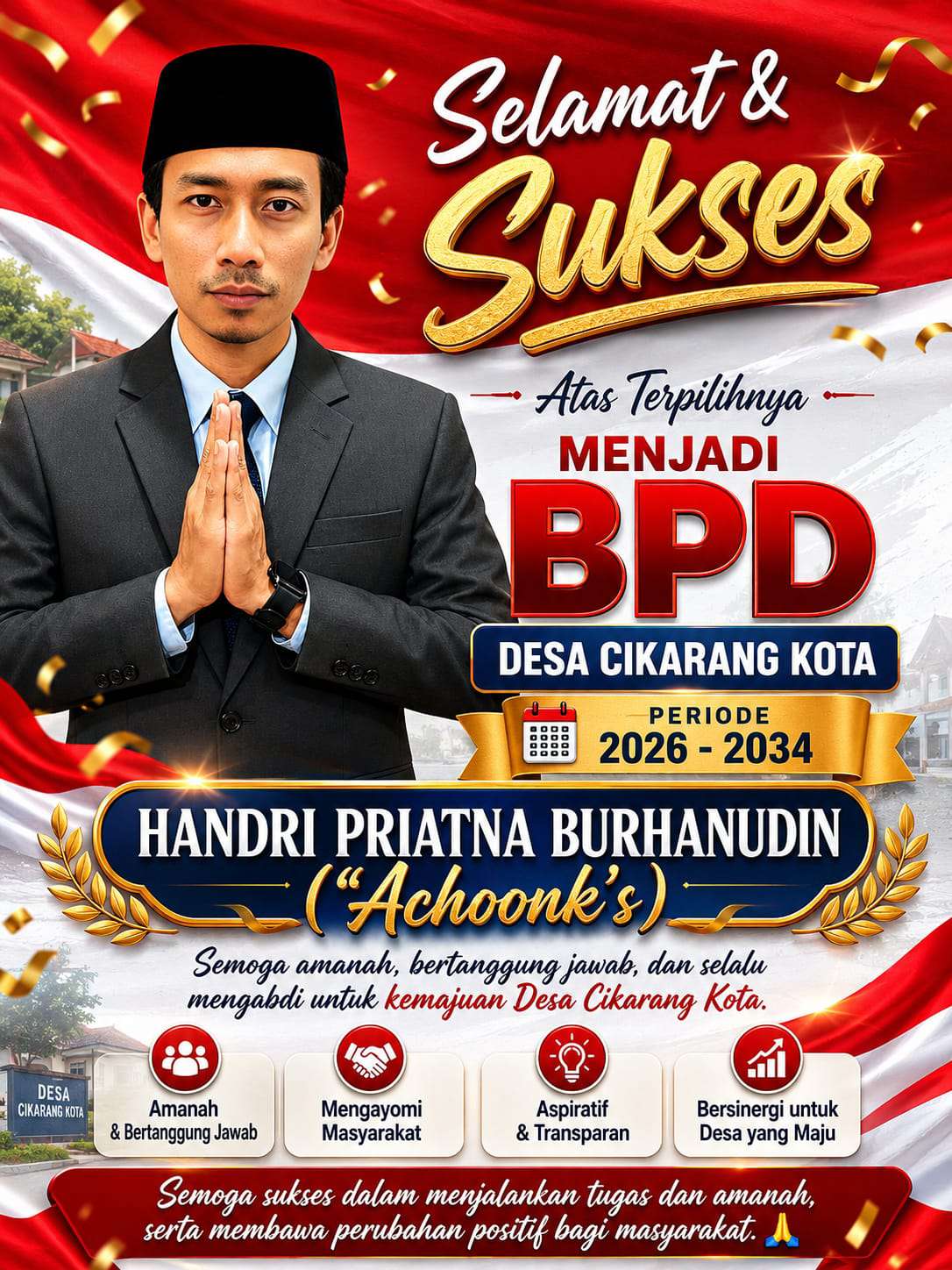 Jumat Berkah BPD Terpilih Desa Cikarang Kota. Handri Priatna Burhanudin Santuni Anak Yatim dan Makan Bersama Masyarakat Di Wilayah Dusun 2 Bersama Warga
