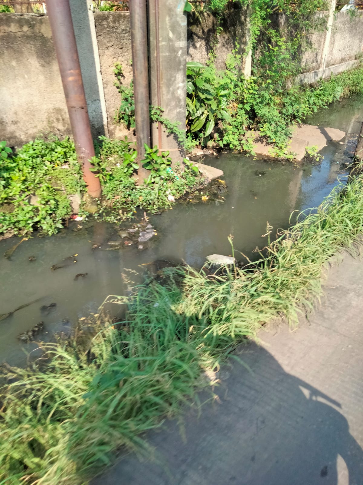 Diduga Pejabat Kecamatan Joglo JakBar Tak Peduli Bersih Lingkungan, Kondisi Air Selokan Got Depan TPU Mampet