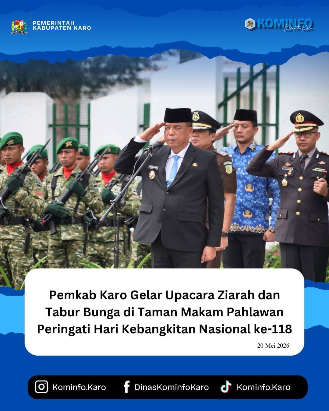 Pemkab Karo Gelar Upacara Ziarah dan Tabur Bunga di TMP Peringati Hari Kebangkitan Nasional ke-118