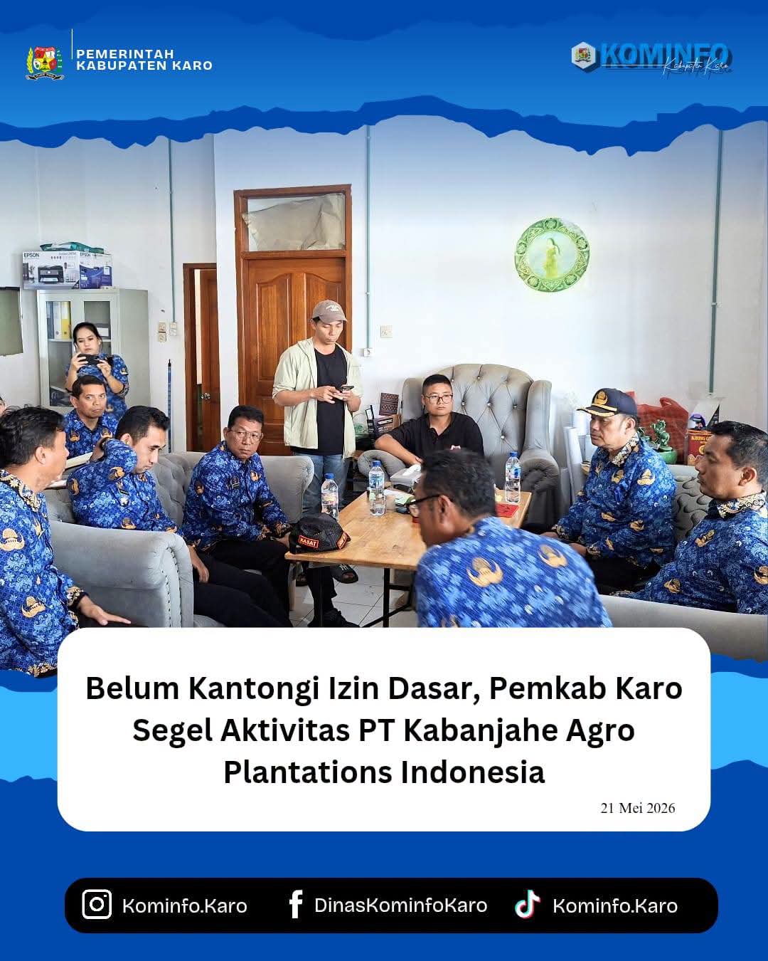 Pemkab Karo Segel Aktivitas PT Kabanjahe Agro Plantations Indonesia