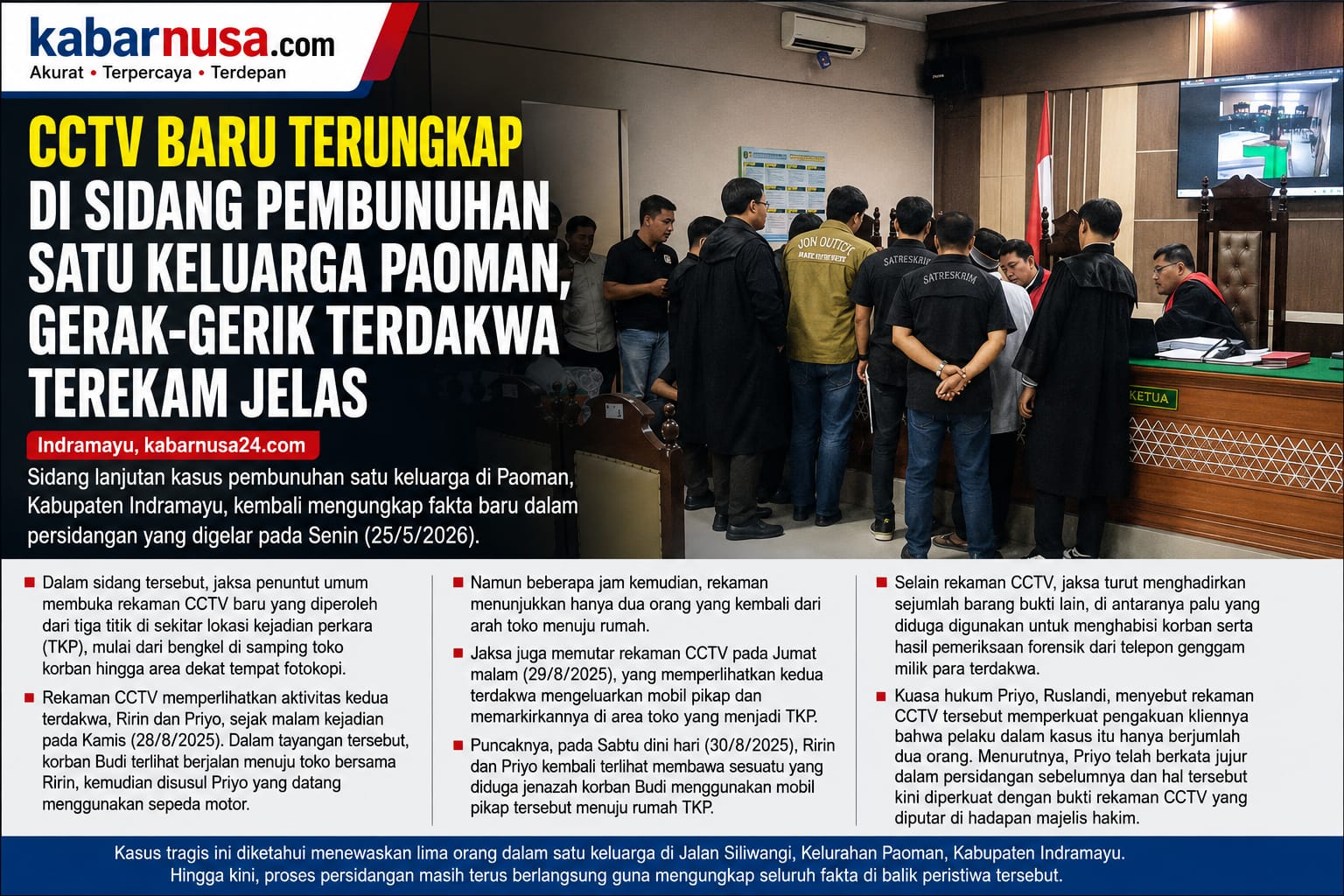CCTV Baru Terungkap di Sidang Pembunuhan Satu Keluarga Paoman, Gerak-Gerik Terdakwa Terekam Jelas
