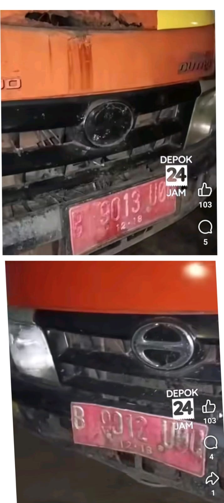 Dua Kendaraan Pengangkut Sampah Milik Dinas DLHK Kota Depok Diduga Belum Bayar Pajak Sejak 2018