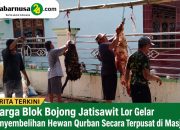 Warga Blok Bojong Jatisawit Lor Gelar Penyembelihan Hewan Kurban Terpusat di Masjid