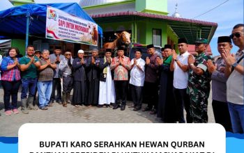 Bupati Karo Serahkan Hewan Qurban Bantuan Presiden RI Untuk Masyarakat Di Masjid Al Munawarah