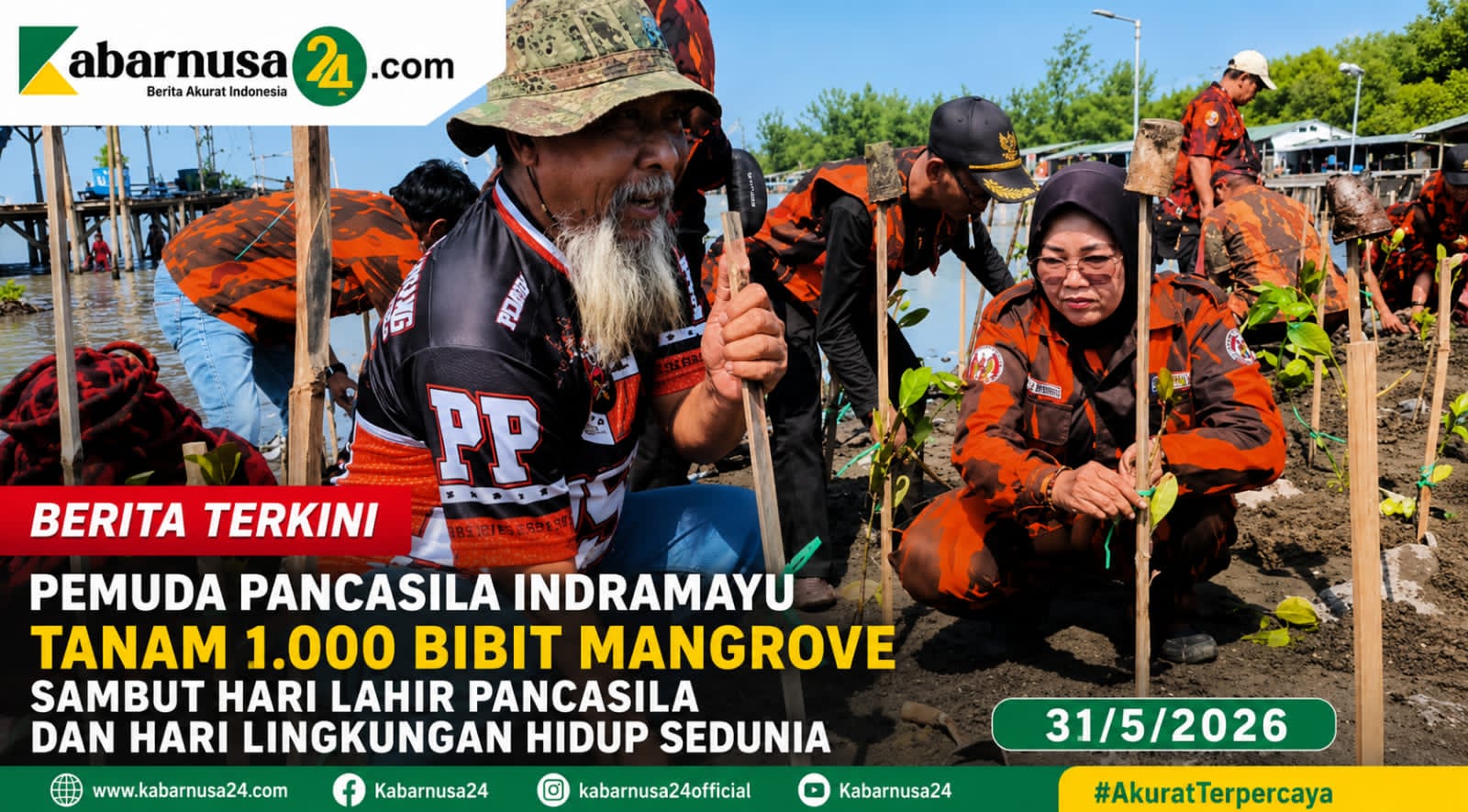Pemuda Pancasila Indramayu Tanam 1.000 Bibit Mangrove Sambut Hari Lahir Pancasila dan Hari Lingkungan Hidup Sedunia