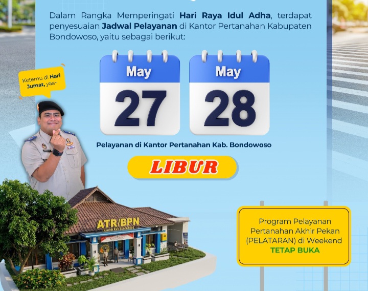 Kantah Bondowoso Umumkan Penyesuaian Jadwal Pelayanan Idul Adha 1447 H, Program PELATARAN Tetap Buka di Akhir Pekan