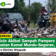 Jalan Licin Akibat Sampah Pampers di Jembatan Kamal Mundu-Segeran, Pengendara Diminta Waspada